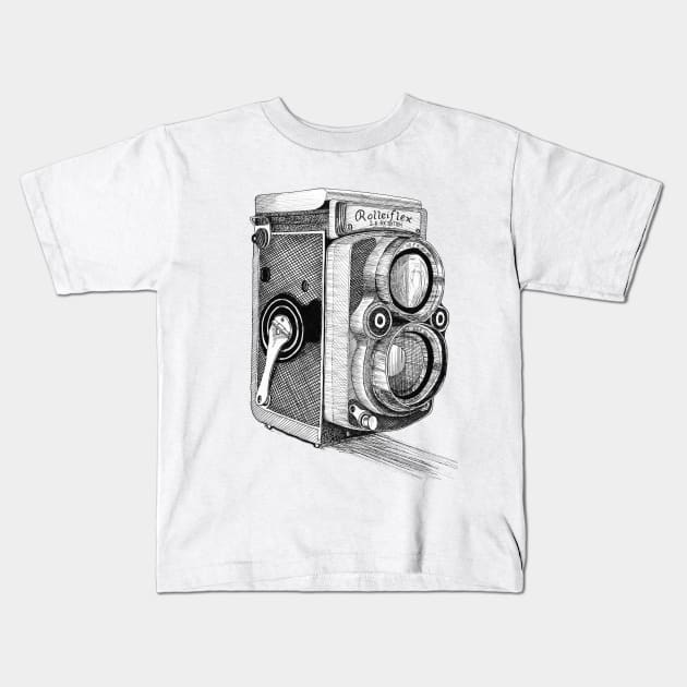 Vintage Camera Kids T-Shirt by gemsart1990